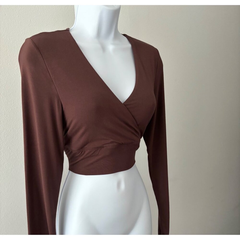 Klassy Network Top Large Deep V-Neck Cropped Wrap Y2K Dark Academia Street Style - Picture 9 of 13